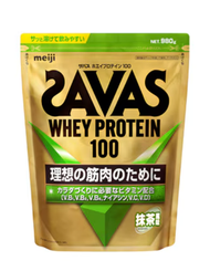 Meiji Savas 乳清蛋白100 (抹茶口味) 980克，蛋白分子肽分離乳清蛋白粉健身健美肌肉營養大隻能量飲，4種B群維生素D和維生素C (平行進口)03505