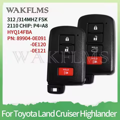 For Toyota Land Cruiser Tacoma Highlander 2015 2016 2017 2018 HYQ14FBA 2110 8A CHIP P4=A8 Keyless Go
