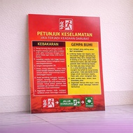 Emergency Security Instruction Poster | Fire Disaster Safety and Earthquake, K3 RS