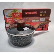 Yoshikawa Milk Pan / Sauce Pan 16 cm and 18 cm Marble + Glass Lid