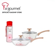 La Gourmet Bundle Deal  - Shogun Ceragan 18cm Saucepan + 24 cm Wok + 600ML Tritan Bottle