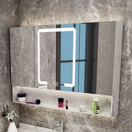 Bathroom intelligent mirror cabinet simple mirror with lamp demisting shelf toilet storage mirror  waterproof
