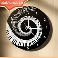 【Biho】Timeless For Decoration Round Music Keyboard Wall Clock Elegant Piano Key Clock Silent Unique Style