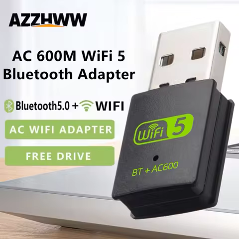 2 IN 1 USB WiFi Bluetooth Adapter 600Mbps Dual Band 5G/2.4G USB Wifi Adapter USB Bluetooth Adapter W