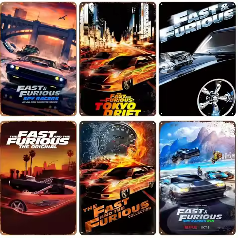 Race Motor Metal Planel Poster Fast Furious Vintage Car Metal Tin Sign Shabby Rusty Wall Plaque Iron