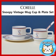 [CORELLE] 🎈Limited Edition🎈 Snoopy Vintage Mug Cup &amp; Plate Set / Mug Cup 2P + Plate + Tea Spoon / Home Cafe Mood