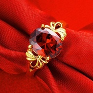 ของขวัญวาเลนไทน์ที่ดีที่สุด ปรับขนาดได้ แหวนทอง 18K หัวพลอยทับทิม ล้อมเพชร ตัวจริงสวยมาก ไม่ลอก ไม่ดำ แหวนทอง ประดับพลอย โกเมน สไตล์เกาหลี แหวนผู้หญิง ปรับไซส์ได้ แหวน Garnet Gold Ring แหวนพลอยโกเมน แหวนเกาหลี