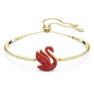 Swarovski กำไล Swan หงส์ ขนาดกลาง แดง เคลือบโทนสีทอง สร้อยข้อมือสวารอฟสกี้ สร้อยข้อมือผู้หญิง，สร้อยข
