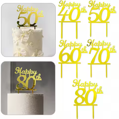 Simple Numbers 40 50 60 70 80th Acrylic Cake Topper For Anniversary Birthday Party Cake Topper Cake 