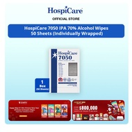 HospiCare 7050 IPA 70% Alcohol Wipes 50 Sheets (Individually Wrapped)