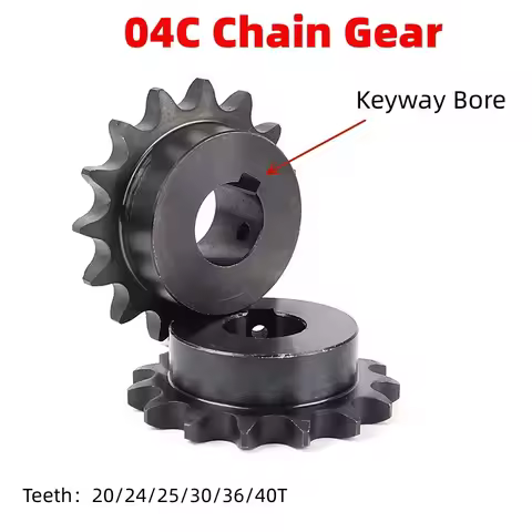 1Pcs 04C Chain Gear 45# Steel 20/24/25/30/36/40 Tooth 10-20mm Keyway Bore Industrial Sprocket Wheel