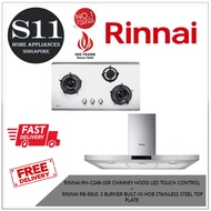 RINNAI RH-C249-SSR CHIMNEY HOOD LED TOUCH CONTROL  +  RINNAI RB-93US 3 BURNER BUILT-IN HOB STAINLESS STEEL TOP PLATE