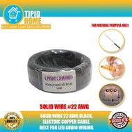 SOLID WIRE 22 AWG BLACK, ELECTRIC COPPER CABLE, BEST FOR LED AUDIO WIRING