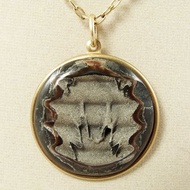 黃鐵礦化辛比石菊石黃鐵礦化石晶洞黑色吊墜項鍊珠寶