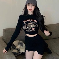 Zayden Fashion - T-Shirt Longsleeve Crop Top HOTROD REBEL Women's Top GC-002