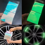 Car Wheel Fluorescent Sticker Car Tire Rim Reflective Decoration Strips Luminous Sticker For Car Wheel Hub Night Driving