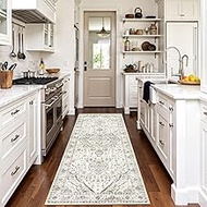 Deerly 3x8 Runner Rug Non Slip - Kitchen Washable Rug Runner with Non-Shedding, Boho Rugs Cream Runn