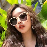 Flat round glasses cream frame black lens sunglasses glasses round circle