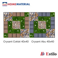 Keramik Lantai Motif Batu Rumput Estilo Chrysant Coklat 40x40