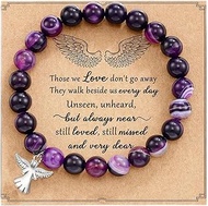 Angel Natural Stone Beaded Strand Adjustable Bracelet with Meaningful Card Inspirational for Women J