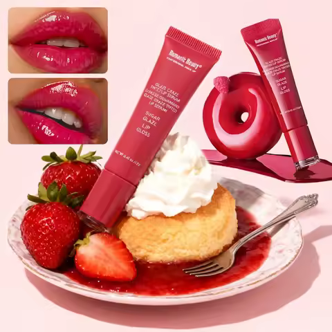 Donut Lip Balm Moisturizing Mirror Lip Gloss Strawberry Raspberry Chocolate Flavored Transparent Lip
