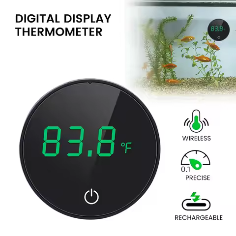 Aquarium Thermometer LCD Digital External Thermometer Charging Type-C Fish Tank Mini Thermometer Hig
