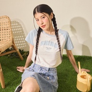 CACO-Little White Lachlan Sleeve Contrast Color Short T ‧ Parent-Child Style-Female [J2SC011]