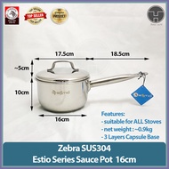 [TeoHin] Zebra Stainless Steel SUS304 Estio Pro II Sauce Pan 16cm / 18cm