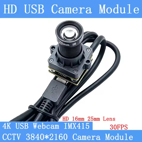 4K USB Webcam 3840x2160 High Resolution 30fps IMX415 Mini UVC Camera Module 20mm*20mm Low Distortion