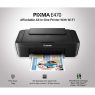 Canon Pixma 3 in 1 (Print Scan Copy) With WIFI Color Inkjet Printer E470 E 470