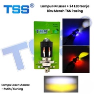 MERAH H4 Laser Hi/Loo 18 Watt Led Bulb I H4 Laser Led TSS H4 Laser Lamp + LED Senja Racing Redbiru