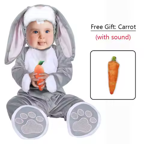 Umorden Little Grey Rabbit Bunny Costume for Baby Infant Boys Girls 6-12M 12-24M With Carrot Hallowe