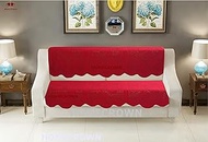HOMECROWN Floral Design 3 Seater Poly Cotton Fabric Sofa Cover Set - Red Colour