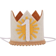 Boho Sunshine Birthday Crown Hat - Little Girl's First Birthday Outfit