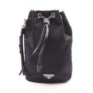 【二手】Prada PRADA 束口袋黑色尼龍 Saffiano 皮革三角形 Logo 束口袋 女款二手 A