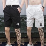 Summer Ice Silk Shorts Men Social Guy Slim-Fit Quick-Drying Five-Point Pants Street Wear Versatile B