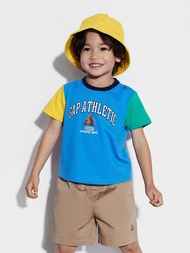 男幼童裝|Logo純棉小熊印花圓領短袖T恤-藍色