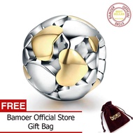 BAMOER จัดส่งฟรี100% 925เงินสเตอร์ลิงส่องสว่างหัวใจและทองจี้ลูกปัดเครื่องรางพอดีสร้อยข้อมือของขวัญวั