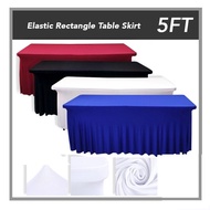 5 FT Skirt Elastic Banquet Table Cloth Top Cover Skirting Event Hotel Kain Sarung Alas Meja segi
