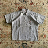 BEN DAVIS HALF ZIP STRIPES HICKORY DENIM WORK SHIRT ORIGINAL