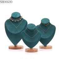 SHOOGOO Necklace Display Rack, Wooden Show Jewelry Storage Rack,   Suede Display Model Necklace