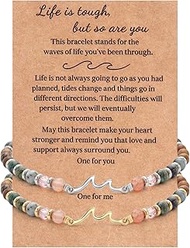 2 Pcs Wave Bracelets for Women with Meaningful Card the Waves of Life You've Been Through Meaningful