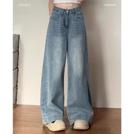 YOYO - New Trendy Highwaist Culottes Loose Wide Leg Jeans for Women Korean Style Seluar Jeans Peremp