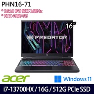 《Acer 宏碁》PHN16-71-7121(16吋WUXGA/i7-13700HX/16G/512G PCIe SSD/RTX4050/Win11/兩年保)