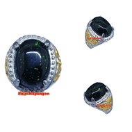 Cincin Batu Akik Pasir Hijau -  Cincin Batu Pasir Emas Hijau