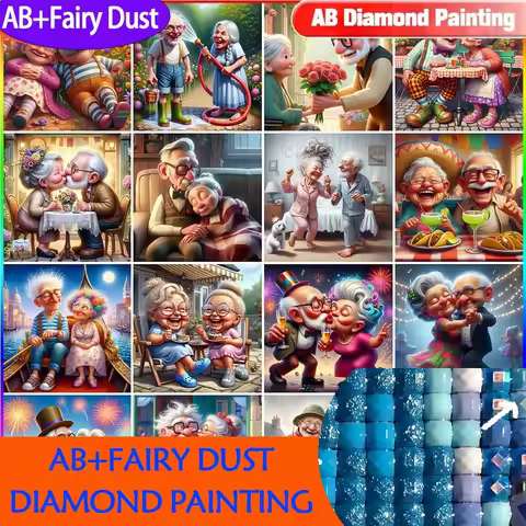 AB Fairy dust 2025 New Diamond Painting Grandma Grandpa Mosaic Cross Stitch Portrait Embroidery Full