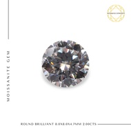 Moissanite Gem Excellent Quality Round Brilliant 8x8x4.7mm 2.00carat Silver Emas 916 Gold Ring Cincin Khawin Tunang