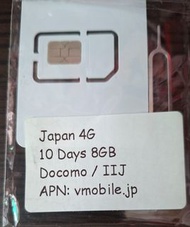 日本4G 10日8GB SIM卡 (Docomo/IIJ)