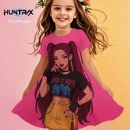 Kpop Demon Hunters Kpop Anime Girls Dress Summer Kids Cartoon Style Princess Beach Outfit Casual Nig