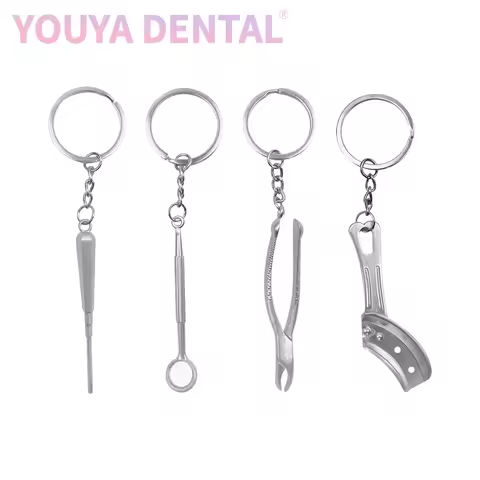 1Pcs Mini Dental Keychain Simulated Dental Keychain Stainless Steel Tooth Model Shape Dental Clinic 